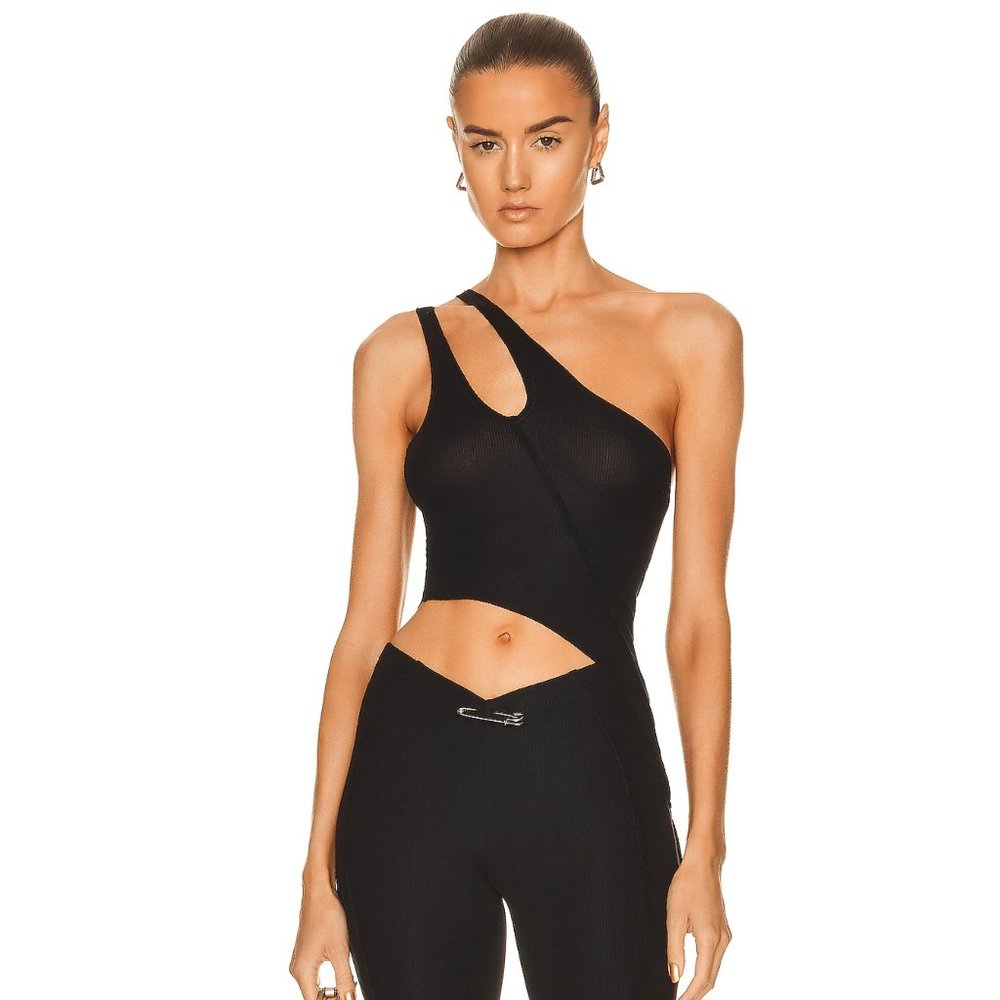 SAMI MIRO VINTAGE Black One-Shoulder Cutout Camisole